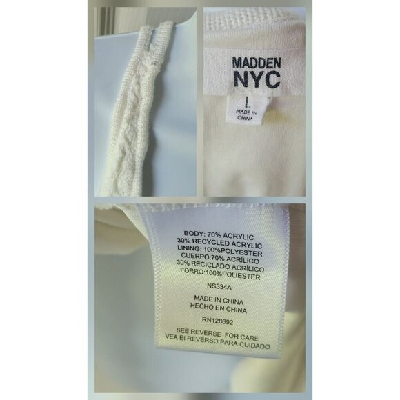 Madden NYC Ivory Crochet Sleeveless Halter Dress W Cross-Back Straps SZ L - Picture 7 of 7